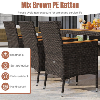 9 Piece Outdoor Dining Set with Acacia Wood Table Top