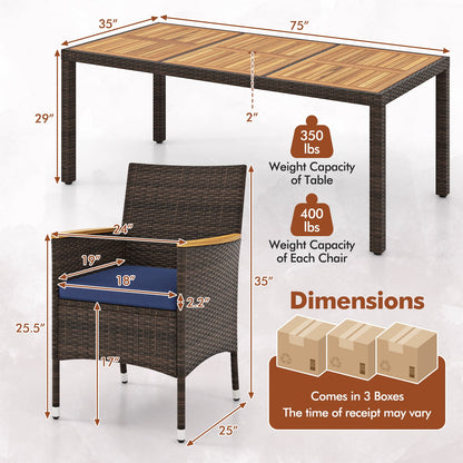 9 Piece Outdoor Dining Set with Acacia Wood Table Top