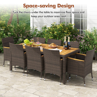 9 Piece Outdoor Dining Set with Acacia Wood Table Top