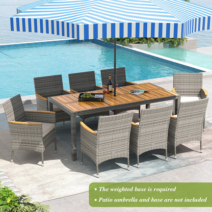 9 Pieces Patio PE Wicker Dining Set for Deck Garden and Yard