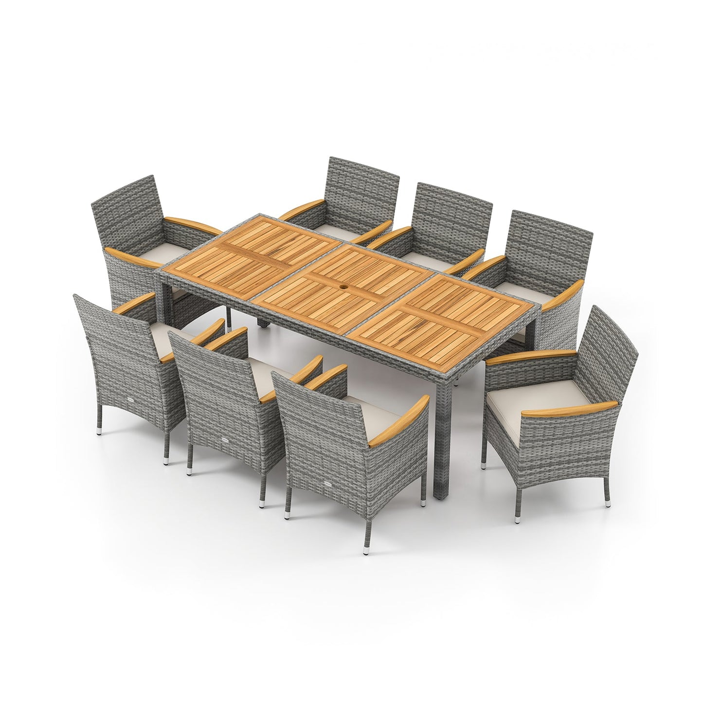 9 Pieces Patio PE Wicker Dining Set for Deck Garden and Yard