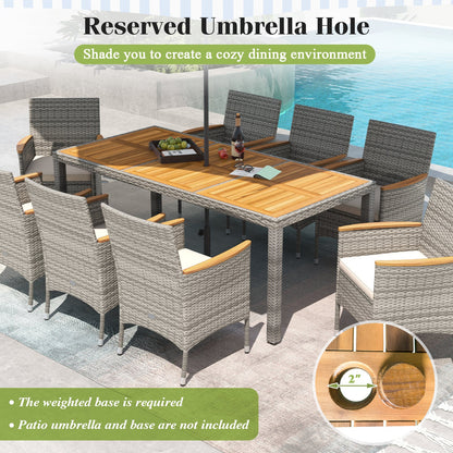 9 Pieces Patio PE Wicker Dining Set for Deck Garden and Yard