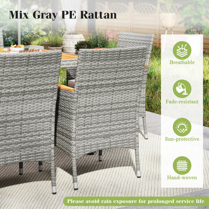 9 Pieces Patio PE Wicker Dining Set for Deck Garden and Yard