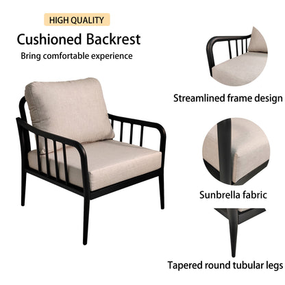 3PC Outdoor Aluminum Patio Furniture Chaise Lounge Set, 2 Chaise & 1 End Table with Modern Tapered Feet, Pneumatic Adjustable Bac