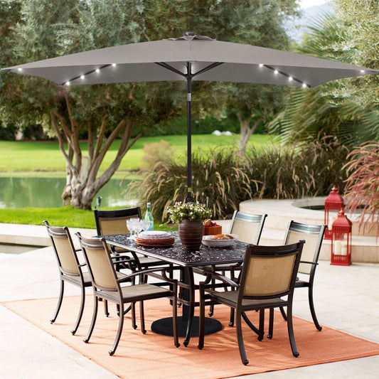 SunWave Solar-Powered Outdoor Patio Umbrella with LED Lights