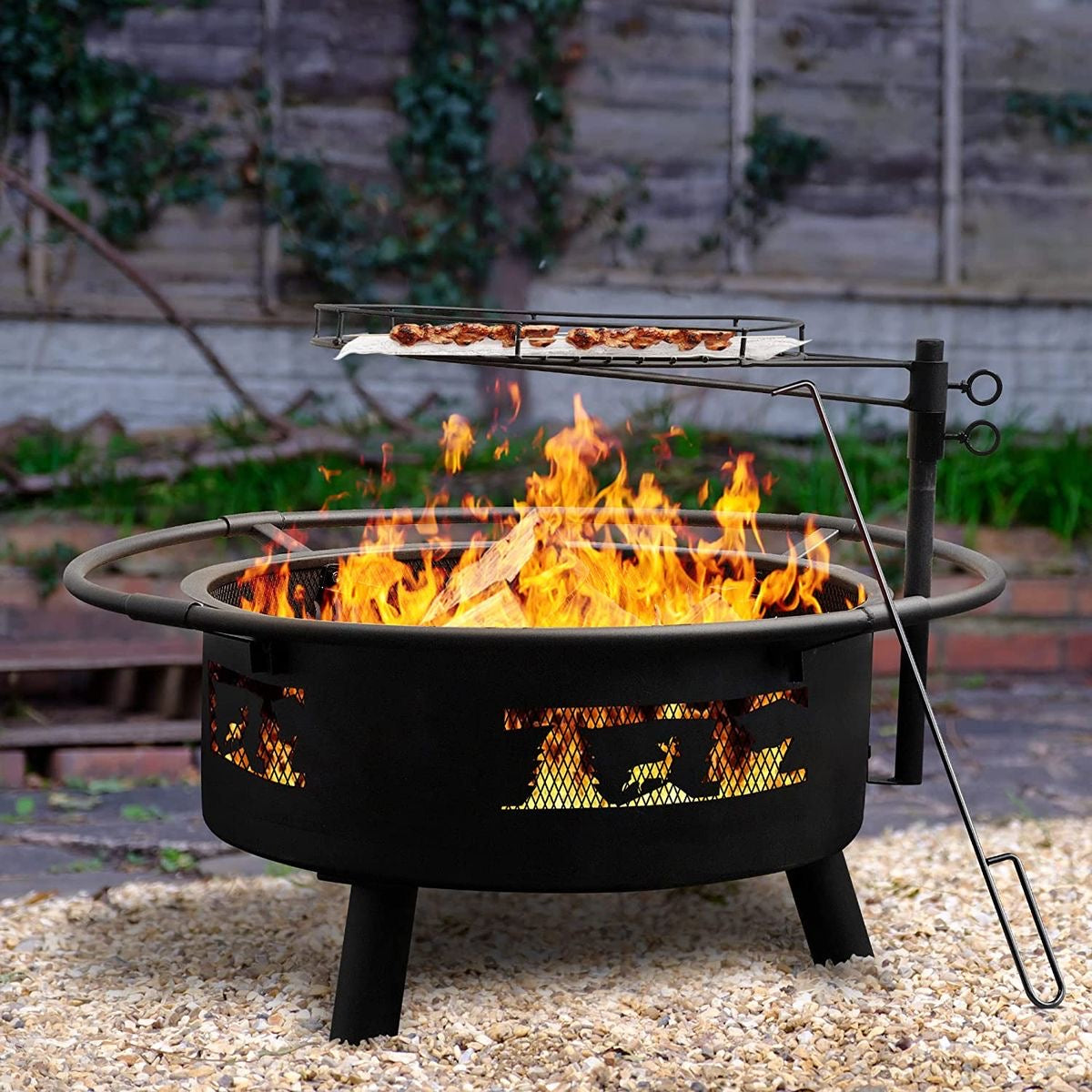 Cast Iron Round Patio Fire Pit with Grill