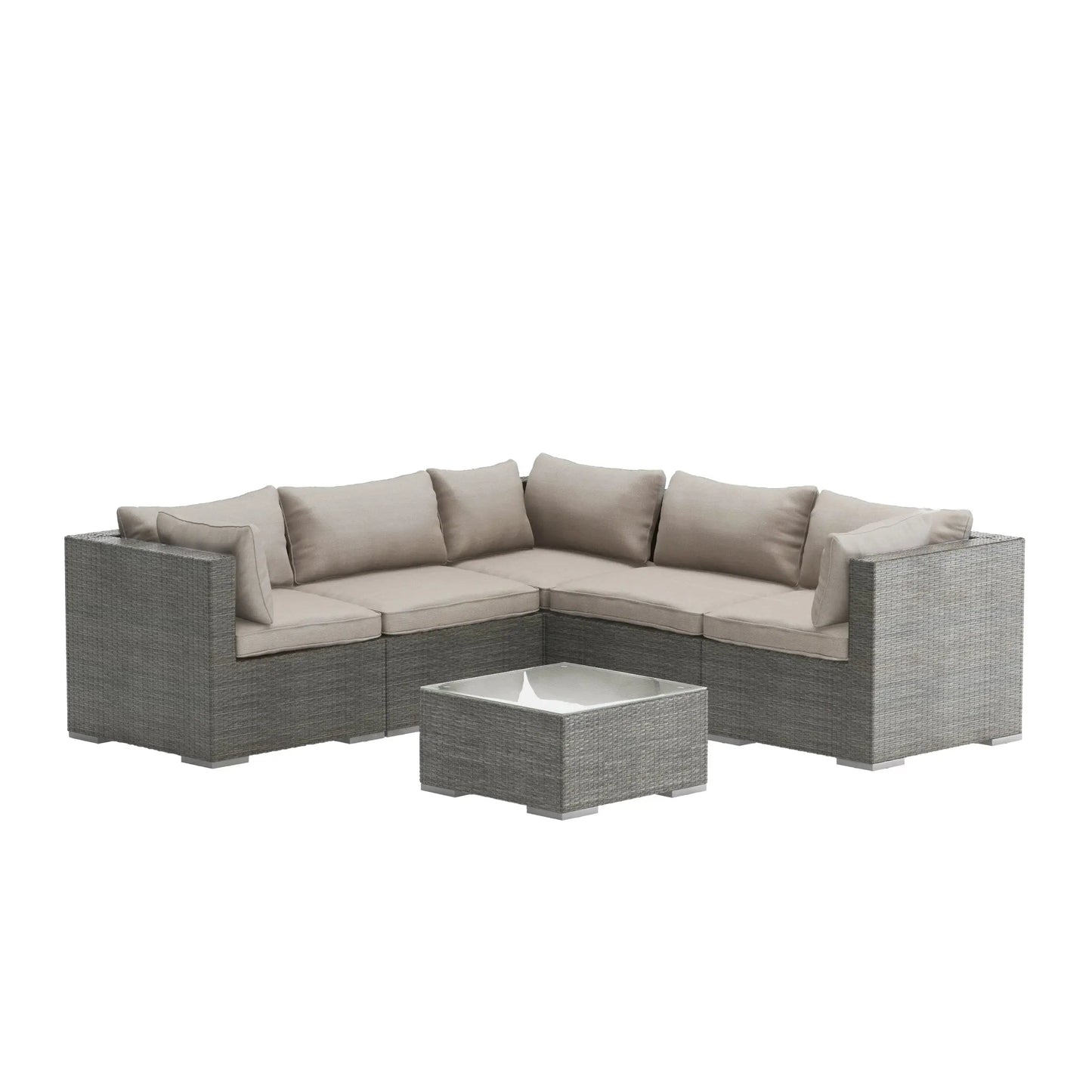 Sino 6-Piece All-Weather Wicker Modular Sofa Set