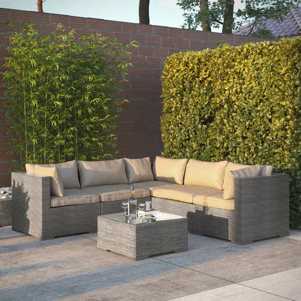 Sino 6-Piece All-Weather Wicker Modular Sofa Set