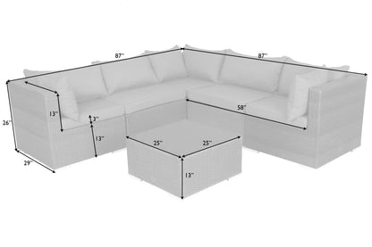 Sino 6-Piece All-Weather Wicker Modular Sofa Set