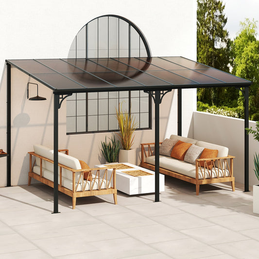 Wall-Mounted Patio Gazebo Large Outdoor Hardtop Pergola