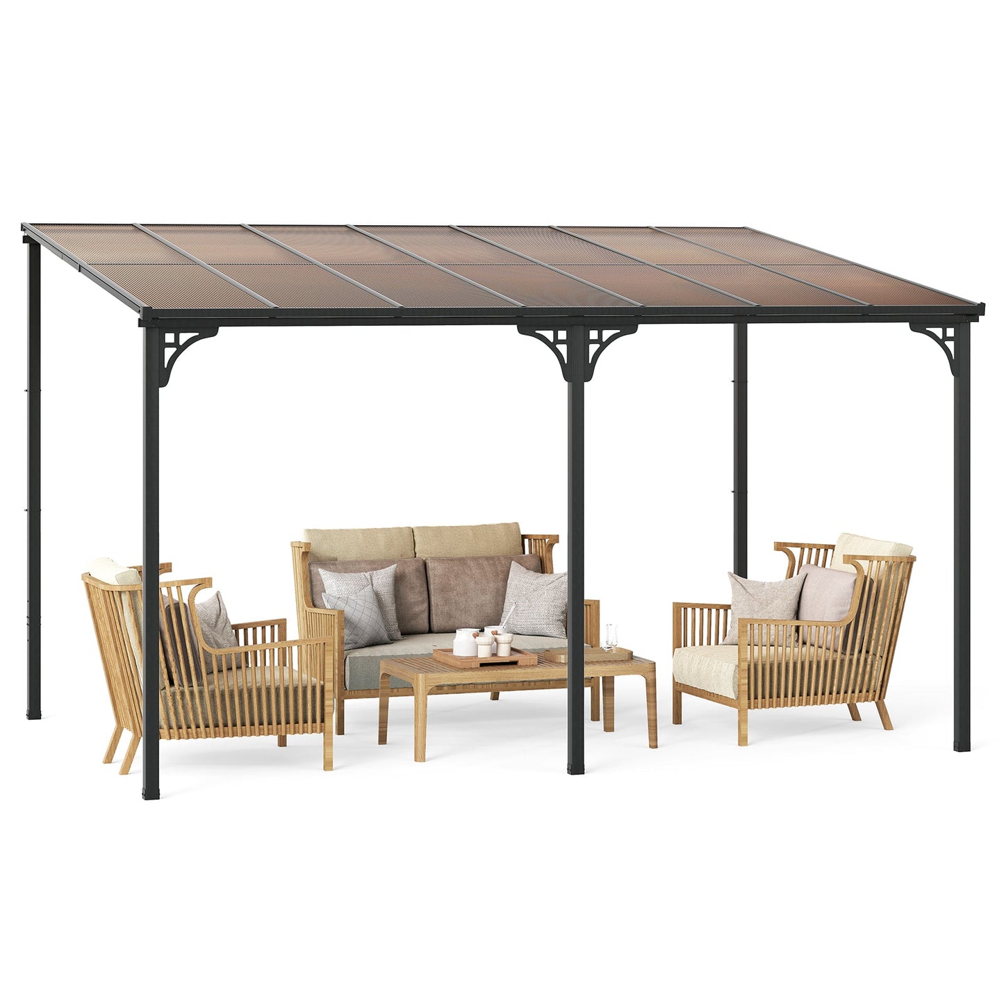 Wall-Mounted Patio Gazebo Large Outdoor Hardtop Pergola