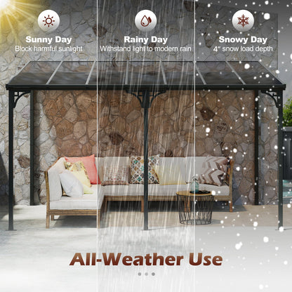 Wall-Mounted Patio Gazebo Large Outdoor Hardtop Pergola