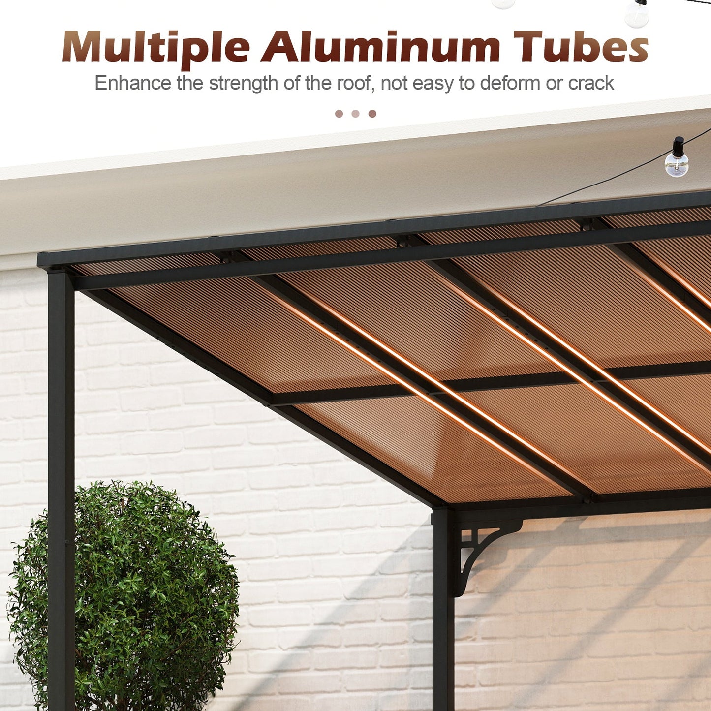 Wall-Mounted Patio Gazebo Large Outdoor Hardtop Pergola