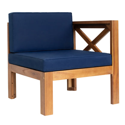 Alora 5-Piece Outdoor Patio Wood Sectional Sofa Set With Cushions