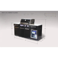 Premium 70" Black Stainless Steel Outdoor Kitchen Island with Refrigerator + 32"W 4-Burner BBQ Grill with Rear Burner