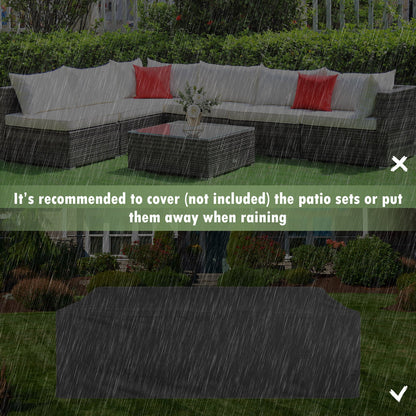 7 Pieces Patio Rattan Furniture Set Sectional Sofa Garden Cushion