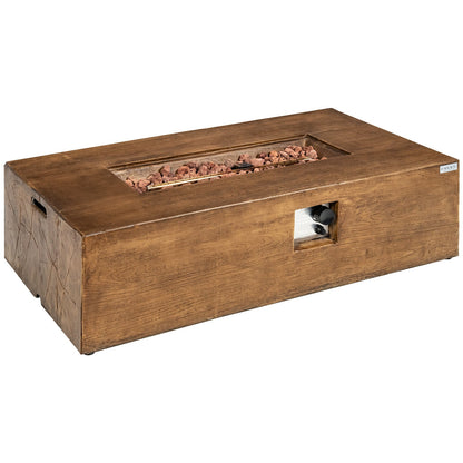 48" × 27" Outdoor Propane Gas Fire Pit Table with 50,000 BTU Burner and Protective Cover