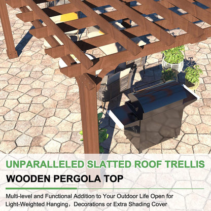 Alora Outdoor Cedar Wood Patio Pergola With Slatted Trellis Roof