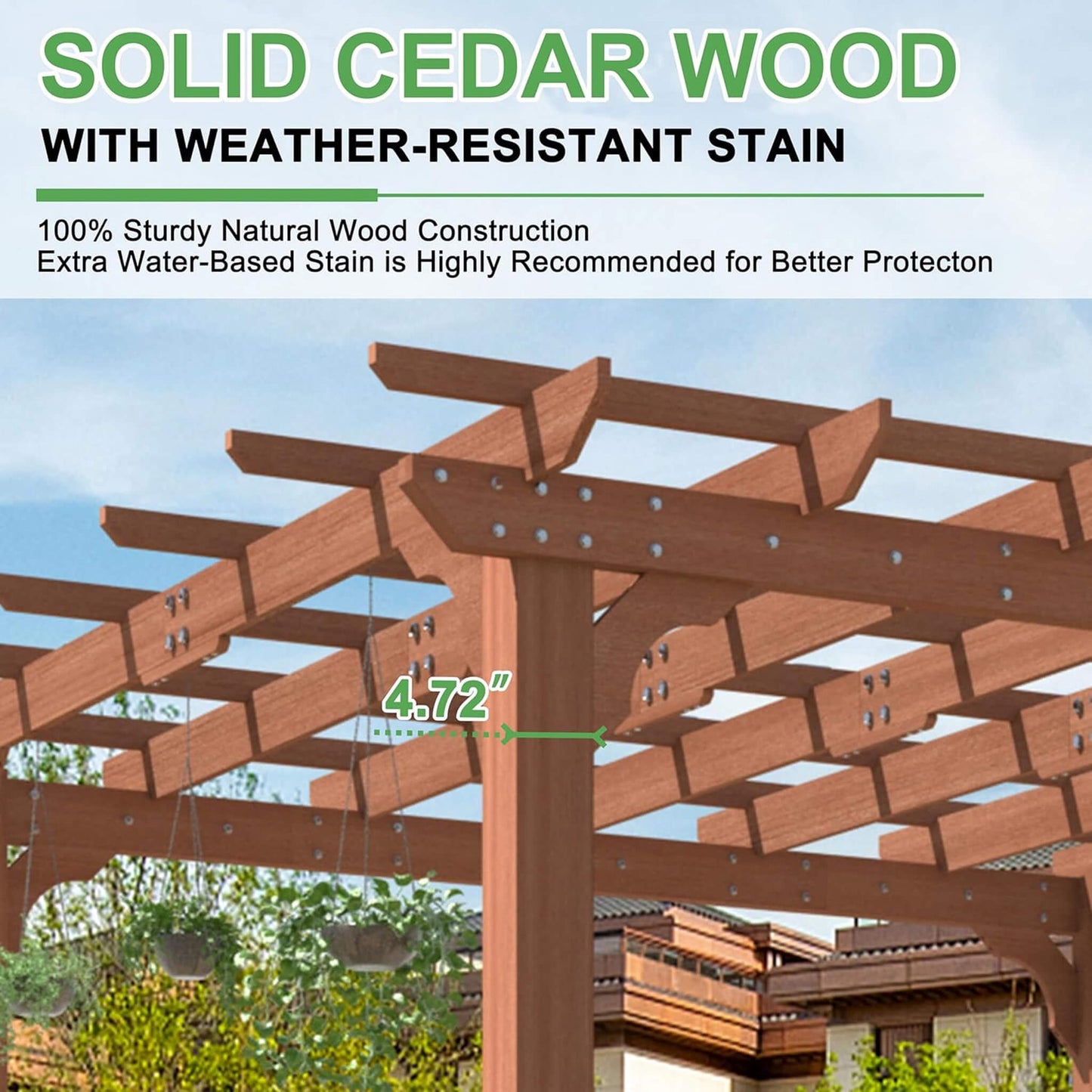 Alora Outdoor Cedar Wood Patio Pergola With Slatted Trellis Roof