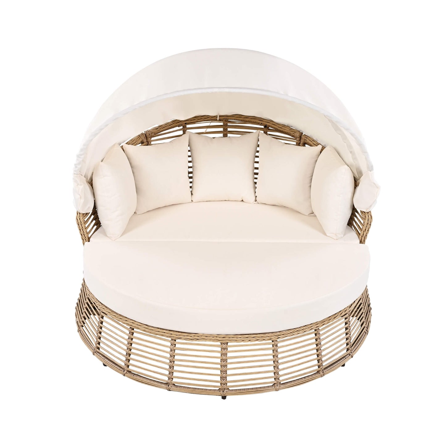 Alora 53-Inch Outdoor Patio Rattan Round Wicker Daybed With Retractable Canopy (SAK69241)