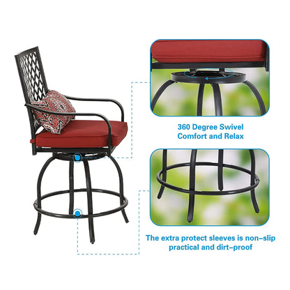 Alora Premium 6-Piece Bar Patio Furniture Set With Umbrella, Swivel Chairs, And Cushions