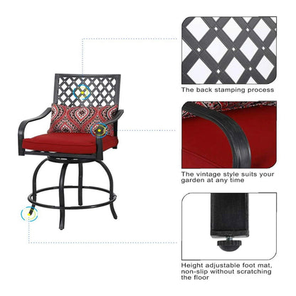 Alora Premium 6-Piece Bar Patio Furniture Set With Umbrella, Swivel Chairs, And Cushions
