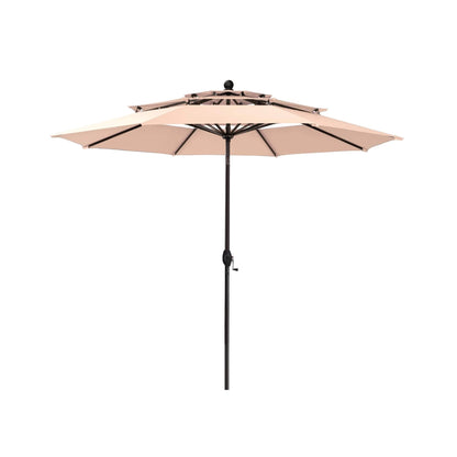 Alora Premium 6-Piece Bar Patio Furniture Set With Umbrella, Swivel Chairs, And Cushions