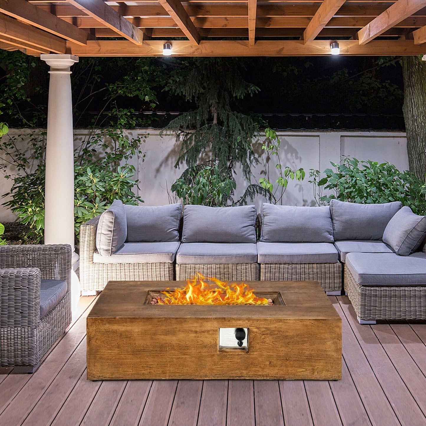 48" × 27" Outdoor Propane Gas Fire Pit Table with 50,000 BTU Burner and Protective Cover