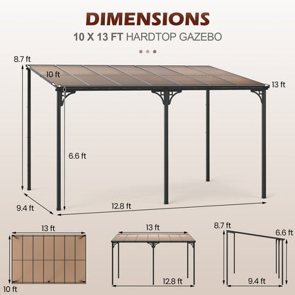 Wall-Mounted Patio Gazebo Large Outdoor Hardtop Pergola
